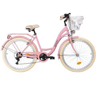 Bicicleta dama Davi Emma 26", 155-180 cm, 7 viteze, Roz/Crem