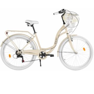 Bicicleta dama Davi Emma 26", 155-180 cm, 7 viteze, Maro Cafeniu/Alb