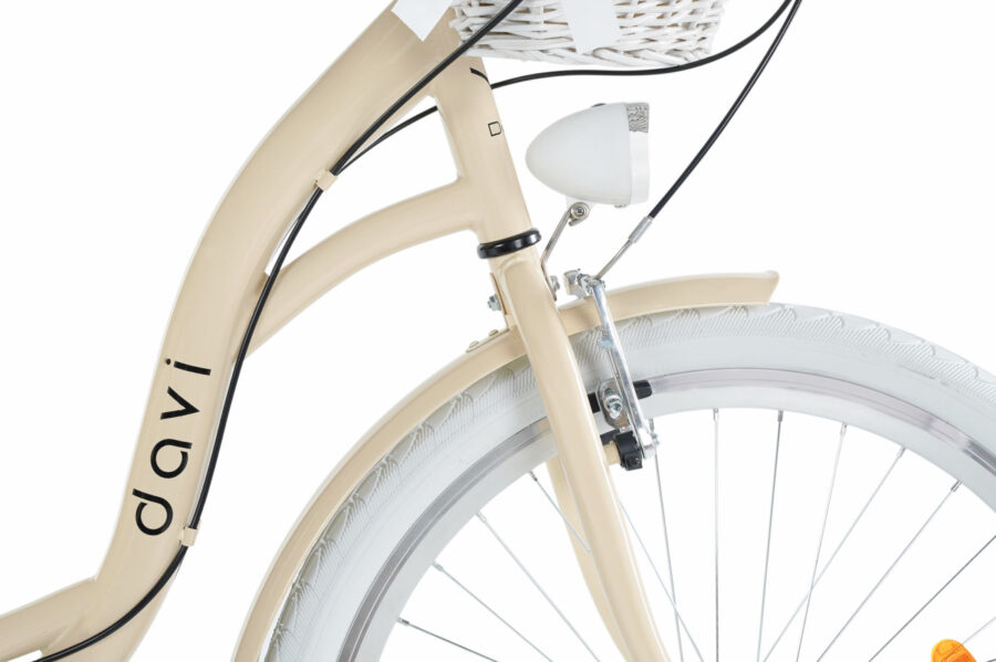 Bicicletă elegantă cu cadru deschis și far