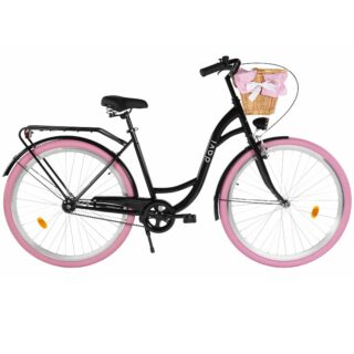 Bicicleta dama Davi Lila 1 viteza, 28", 160-185 cm, Negru/Roz