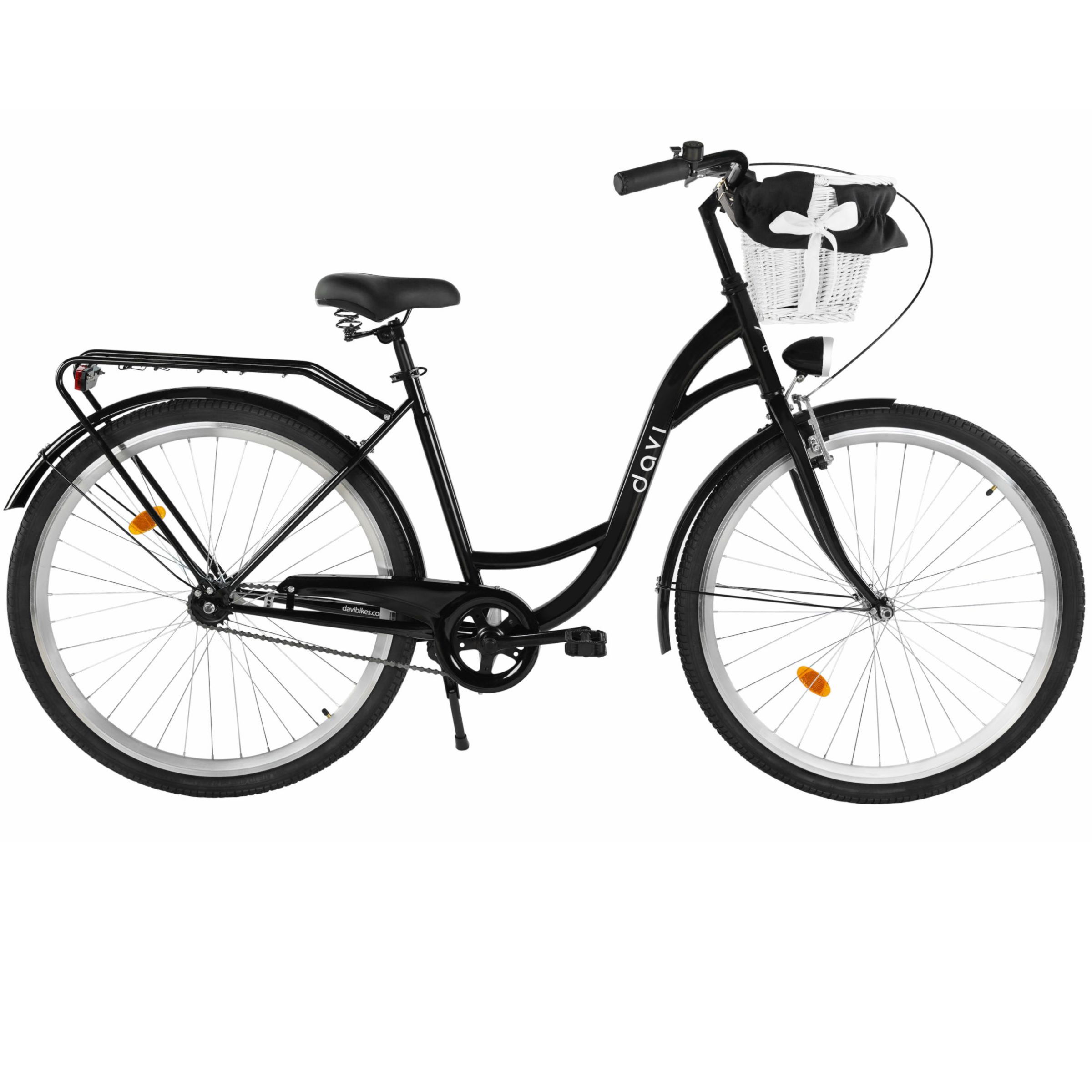 bicicleta dama davi lila 1 viteza, 28", 160 185 cm, negru