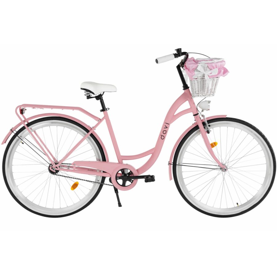 bicicleta dama davi lila 1 viteza, 28", 160 185 cm, roz/negru