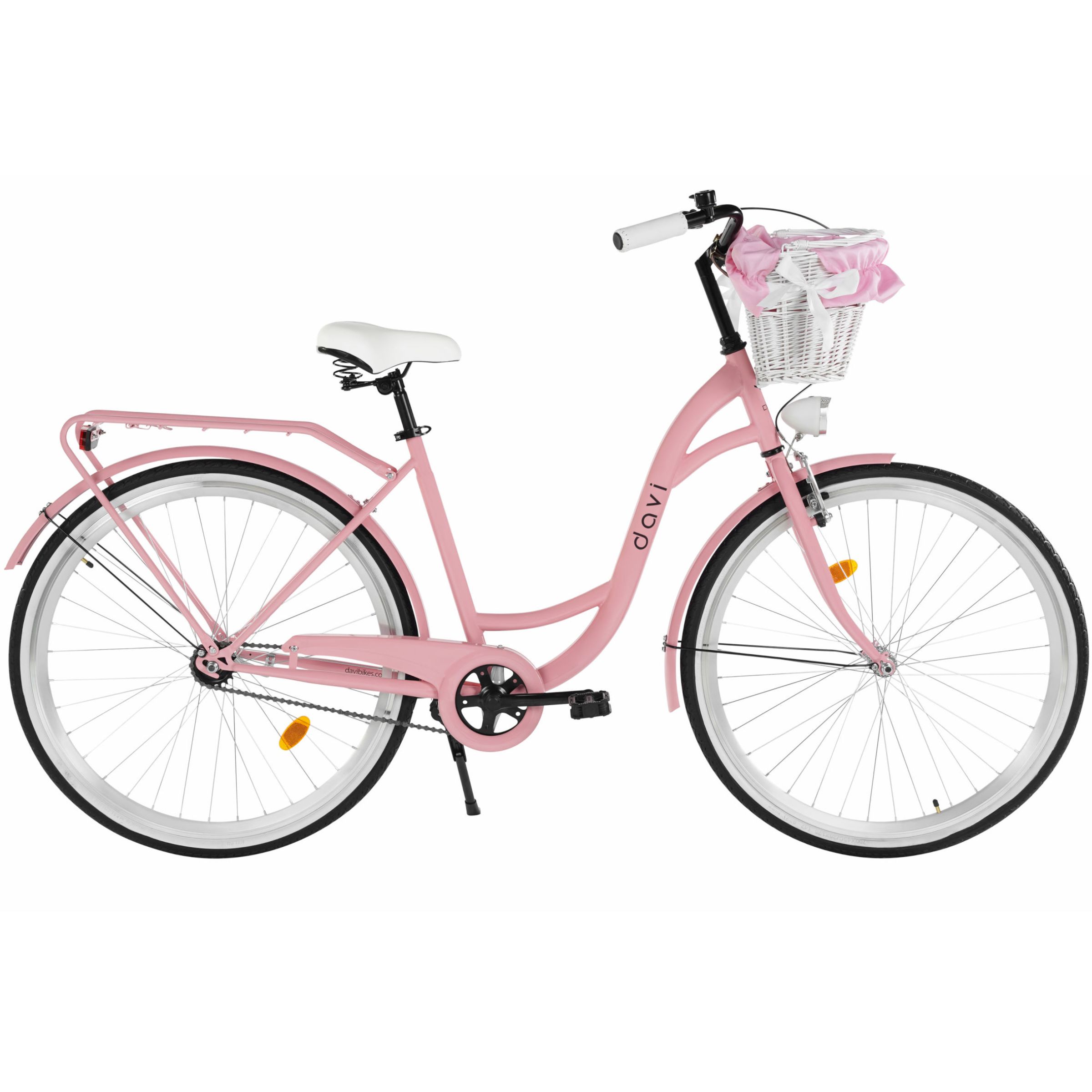 bicicleta dama davi lila 1 viteza, 28", 160 185 cm, roz/negru