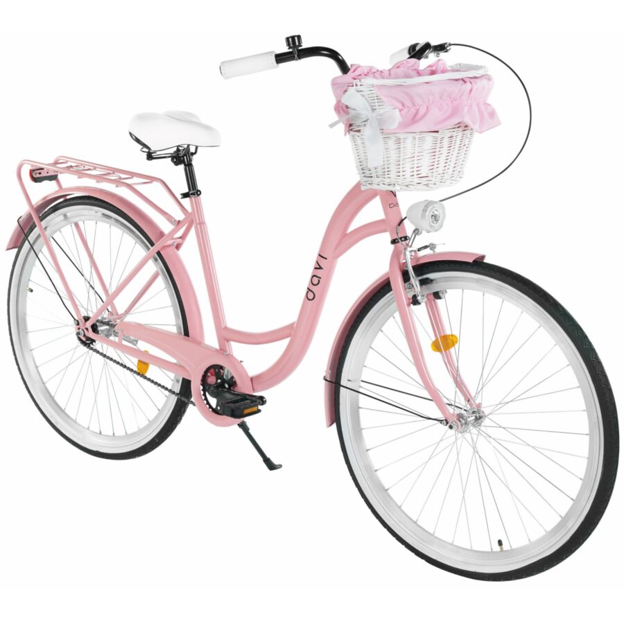 bicicleta dama davi lila 1 viteza, 28", 160 185 cm, roz/negru