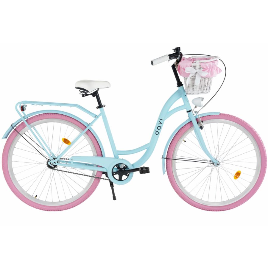 bicicleta dama davi lila 1 viteza, 28", 160 185 cm, albastru/roz
