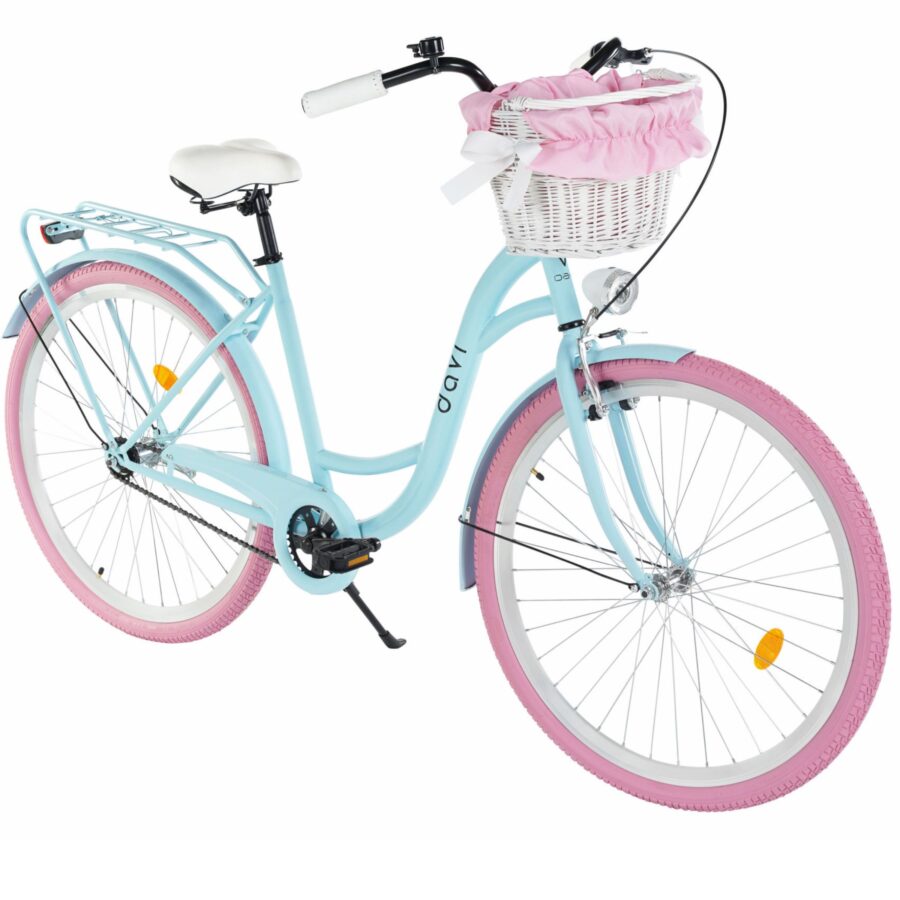 bicicleta dama davi lila 1 viteza, 28", 160 185 cm, albastru/roz