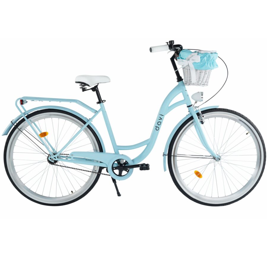 bicicleta dama davi lila 1 viteza, 28", 160 185 cm, albastru/negru