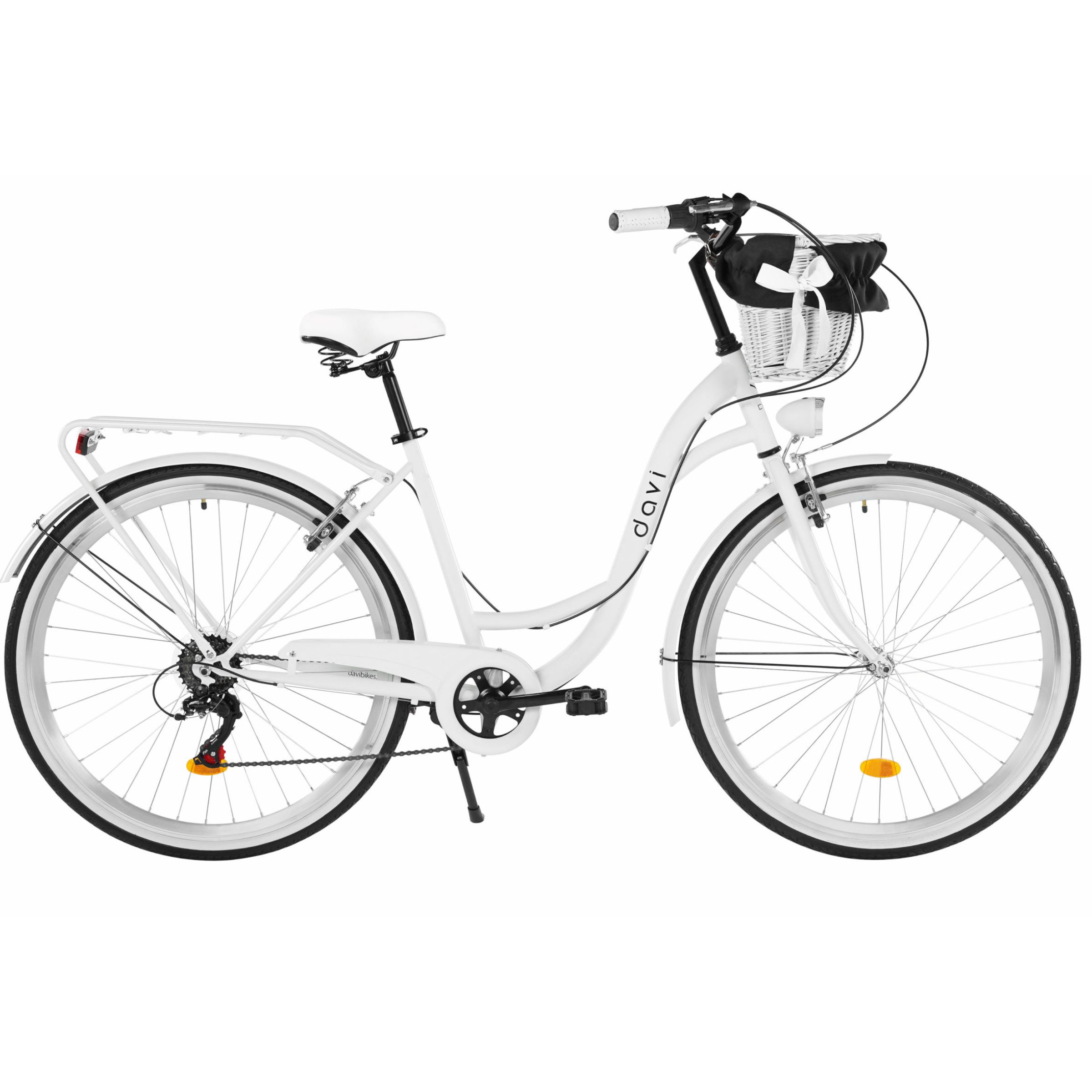 bicicleta dama davi emma 7 viteze, 28", 160 185 cm, alb/negru