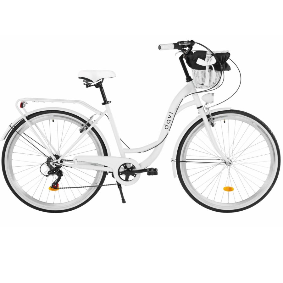 bicicleta dama davi emma 7 viteze, 28", 160 185 cm, alb/negru