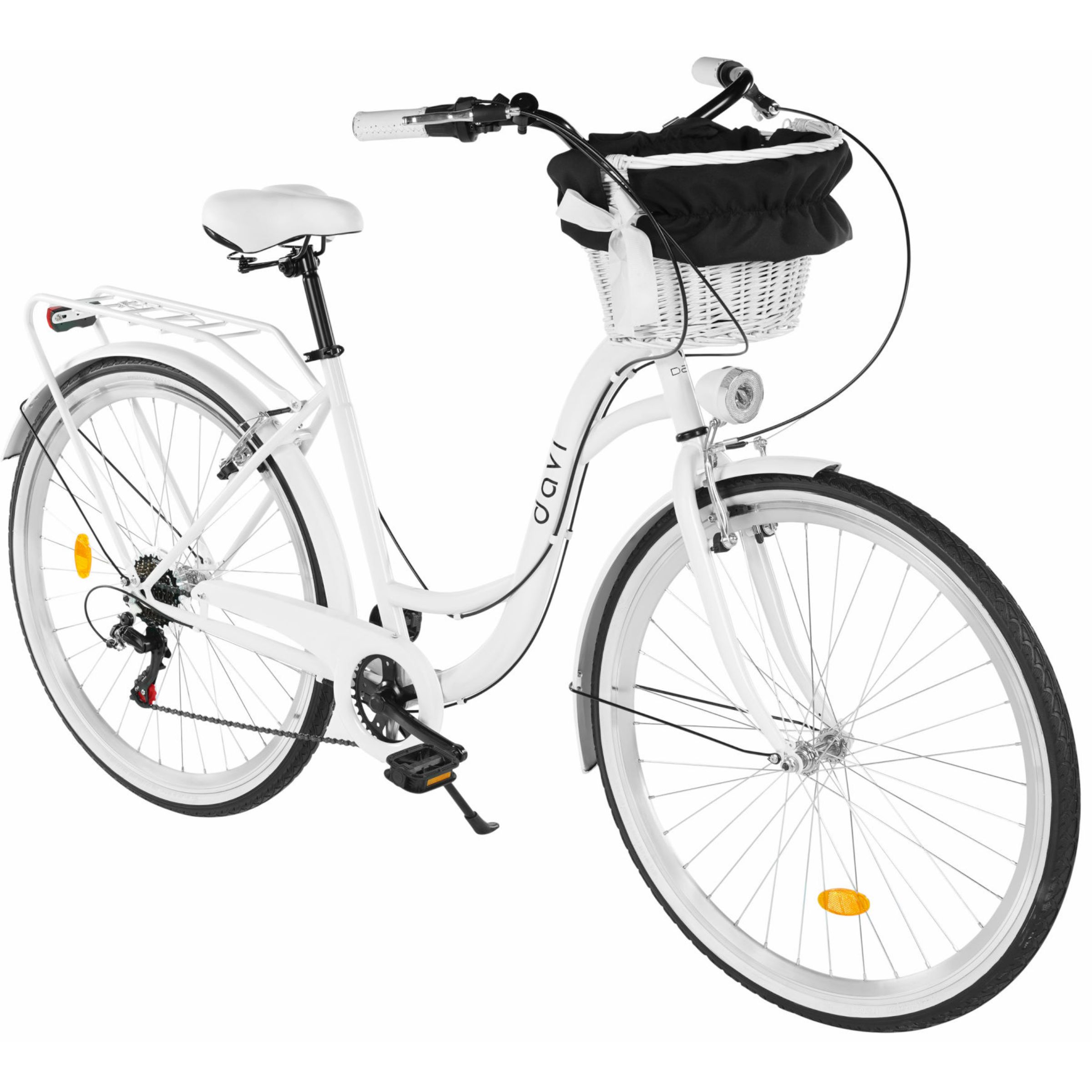 bicicleta dama davi emma 7 viteze, 28", 160 185 cm, alb/negru