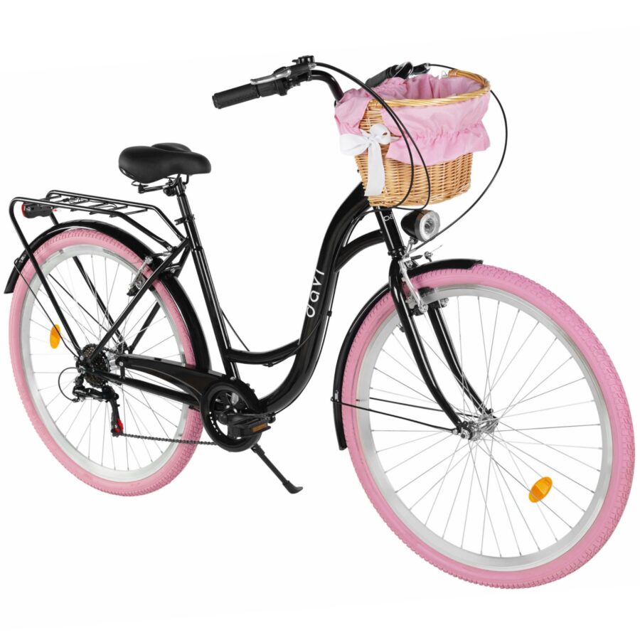 bicicleta dama davi emma 7 viteze, 28", 160 185 cm, negru/roz