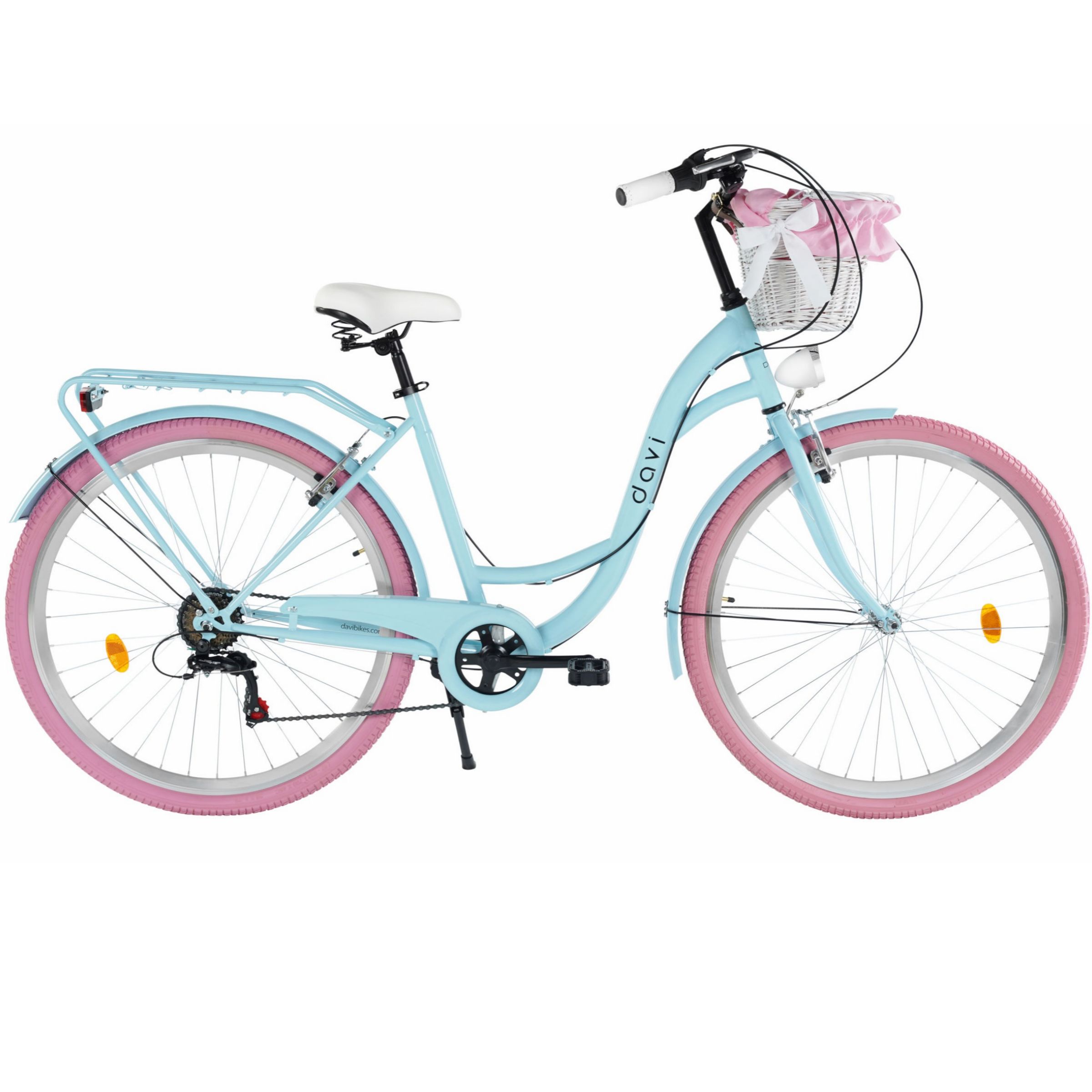 Bicicleta dama Davi Emma 7 viteze, 28", 160-185 cm, Albastru/Roz