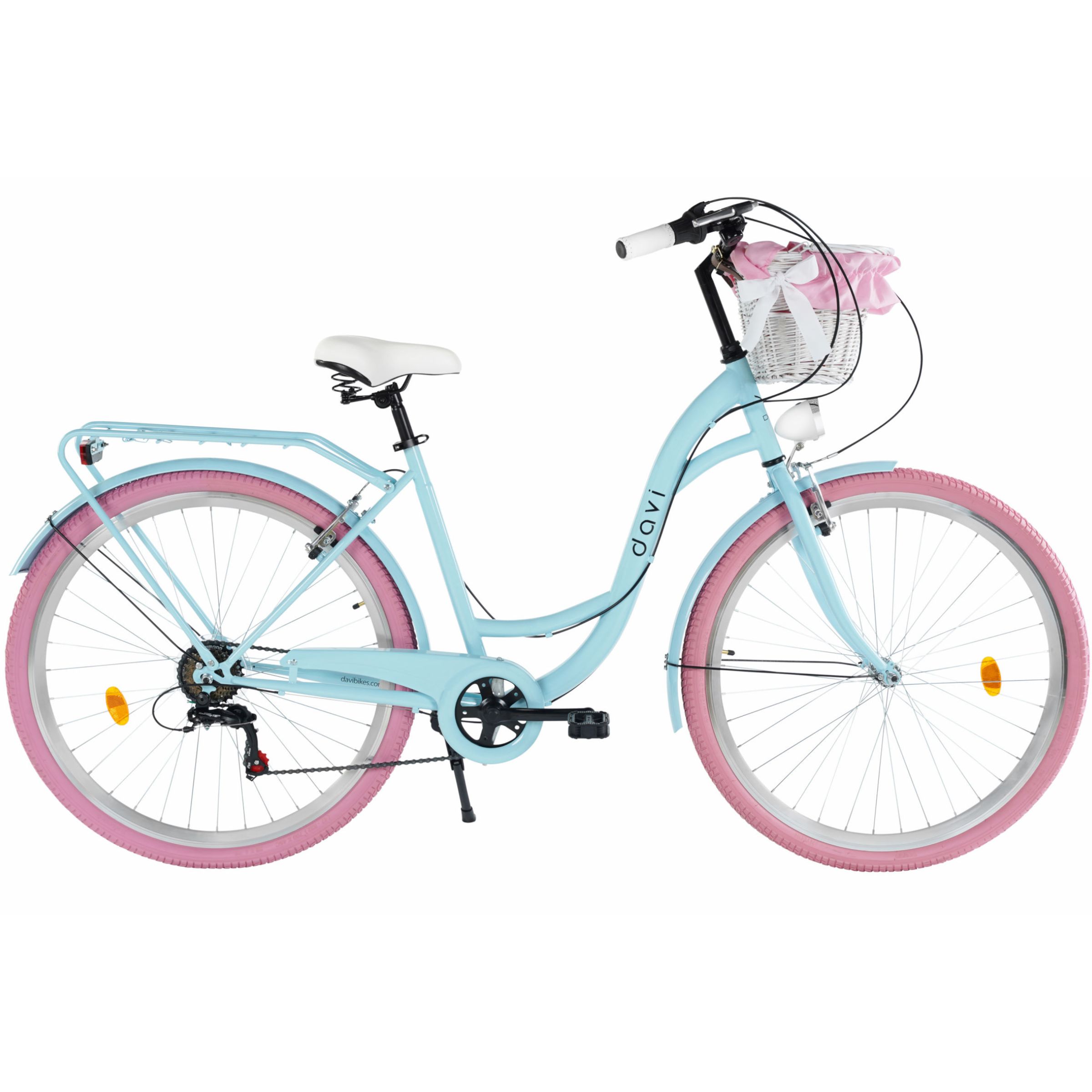 bicicleta dama davi emma 7 viteze, 28", 160 185 cm, albastru/roz