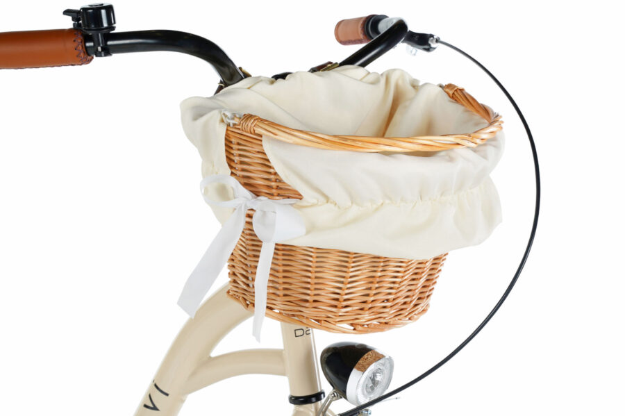 Coș de bicicletă din ratan cu material textil