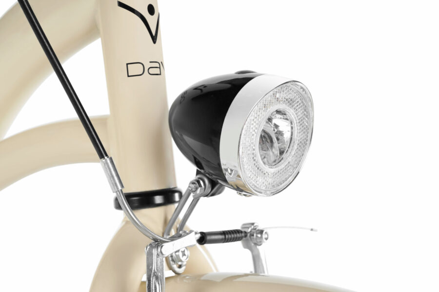 Lampa bicicletă elegantă pe cadru crem