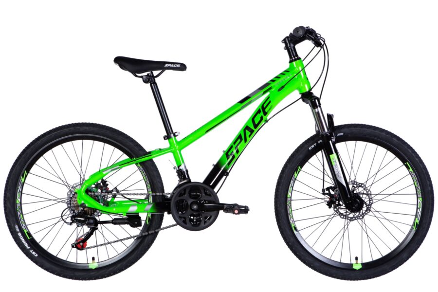 Bicicletă montană verde cu cadru ușor