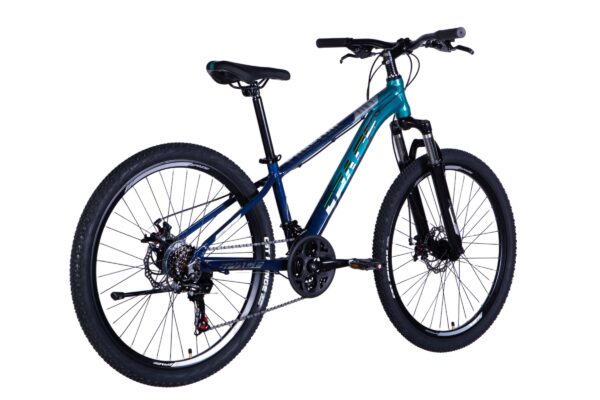 Bicicletă mountain bike albastră cu cadre rezistente