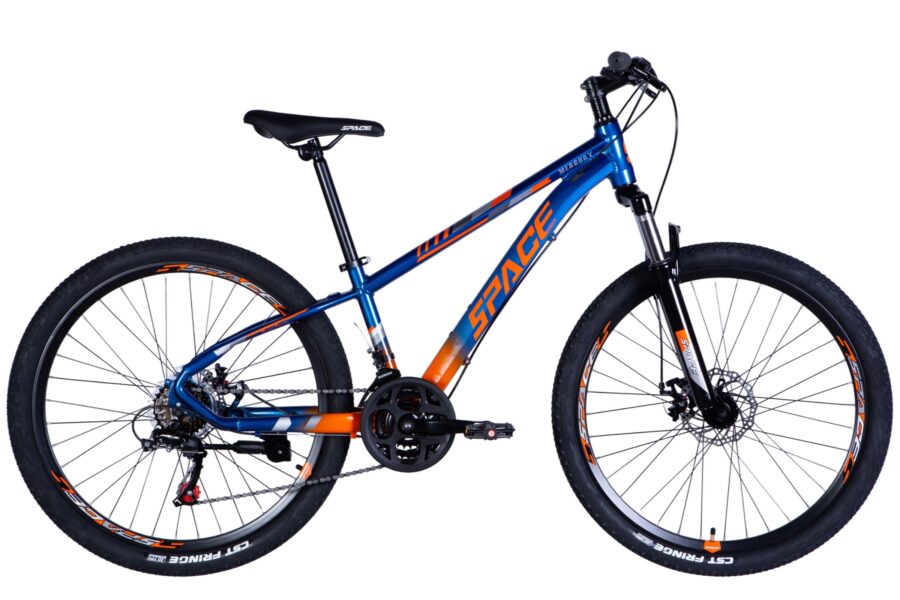 Bicicletă montană albastră și portocalie