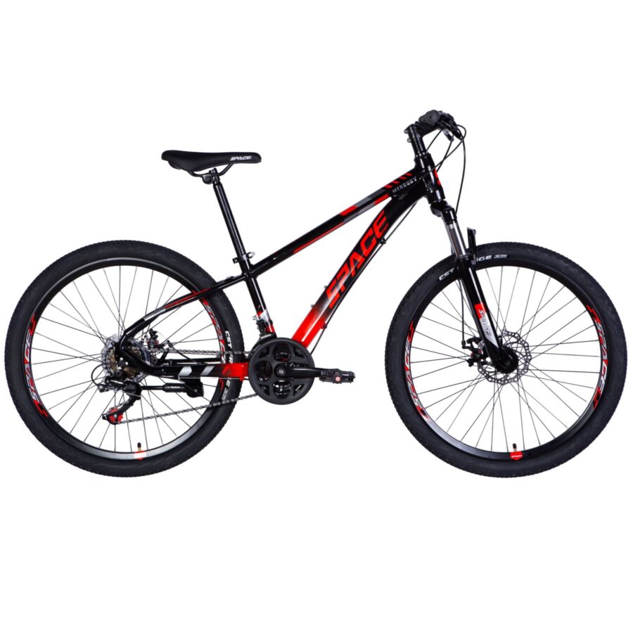 bicicleta mtb mercury aluminiu, 26", 145 170 cm, 21 viteze, negru/rosu