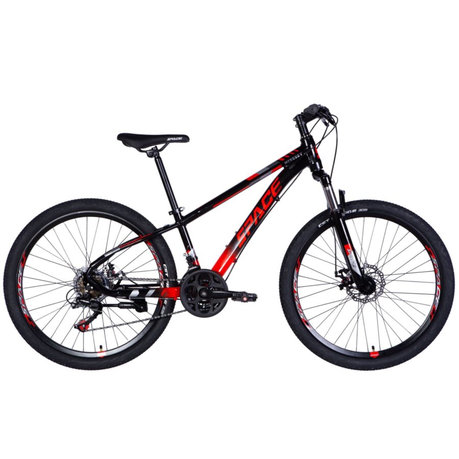 bicicleta mtb mercury aluminiu, 26", 145 170 cm, 21 viteze, negru/rosu