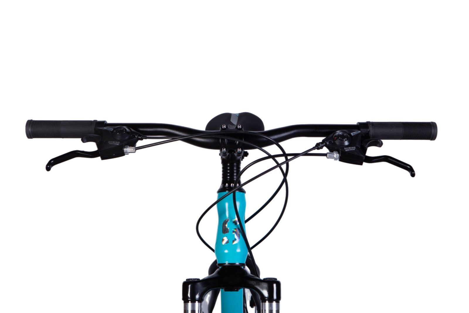 Ghidon bicicletă albastră cu frâne și cabluri