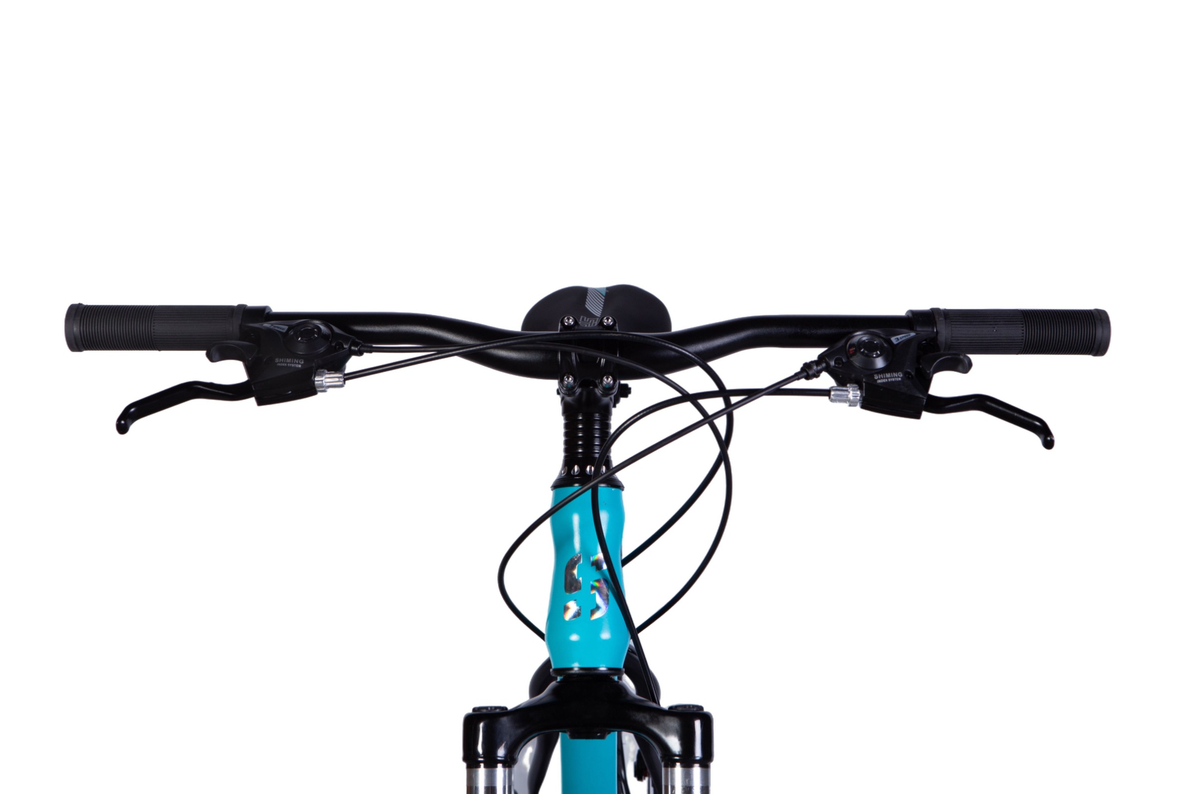 Ghidon bicicletă albastră cu frâne și cabluri