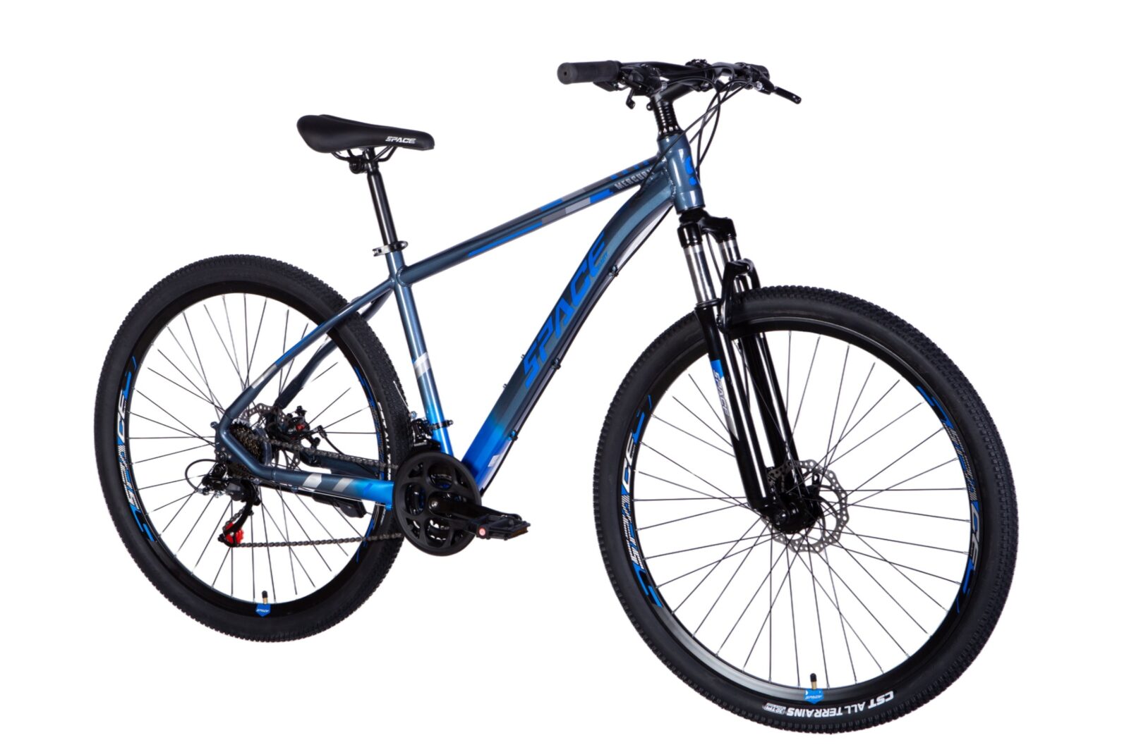 Bicicletă albastră de munte cu cadru rezistent