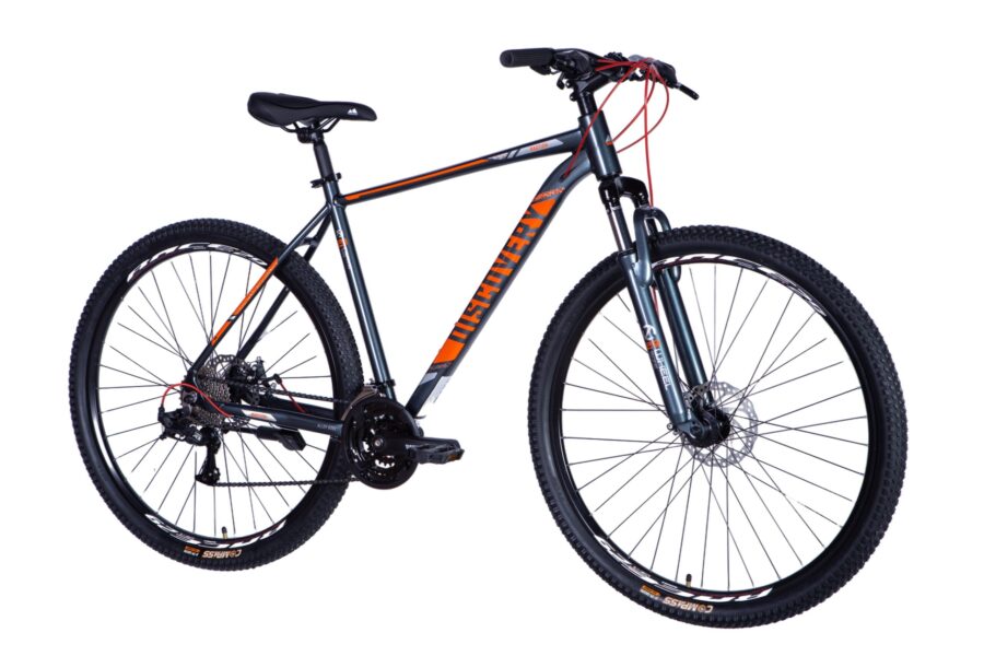 Bicicletă mountain bike modernă cu cadru gri