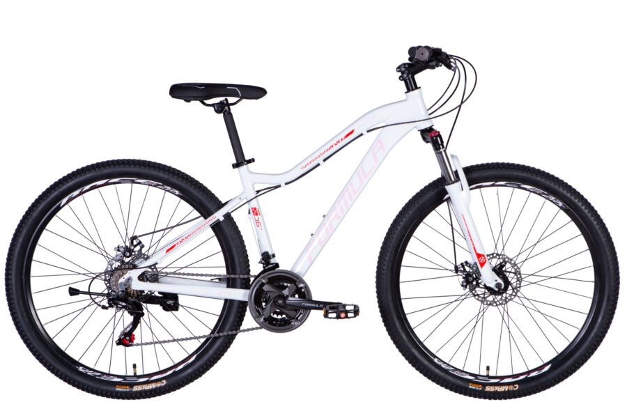 Bicicletă mountain bike albă, model modern.