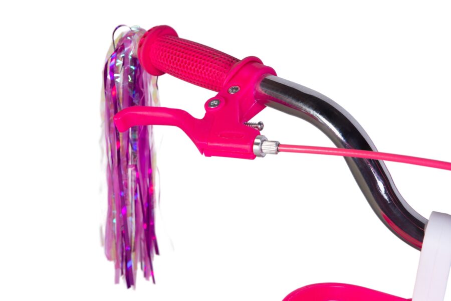 Mânere de bicicletă roz cu panglici strălucitoare