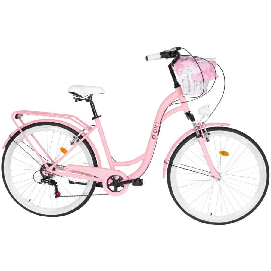 bicicleta dama davi maria aluminiu, 28", 160 185 cm, 7 viteze, roz
