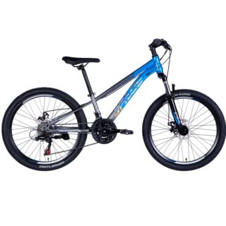 Bicicleta copii Mars, 24", 130-160 cm, 21 viteze, Albastru/Gri