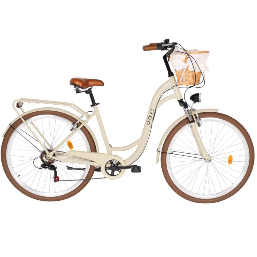 bicicleta dama davi maria aluminiu, 28", 160 185 cm, 7 viteze, maro cafeniu