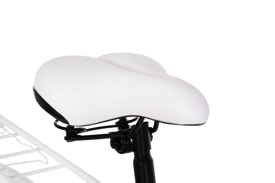 Șa albă pentru bicicletă, model confortabil.