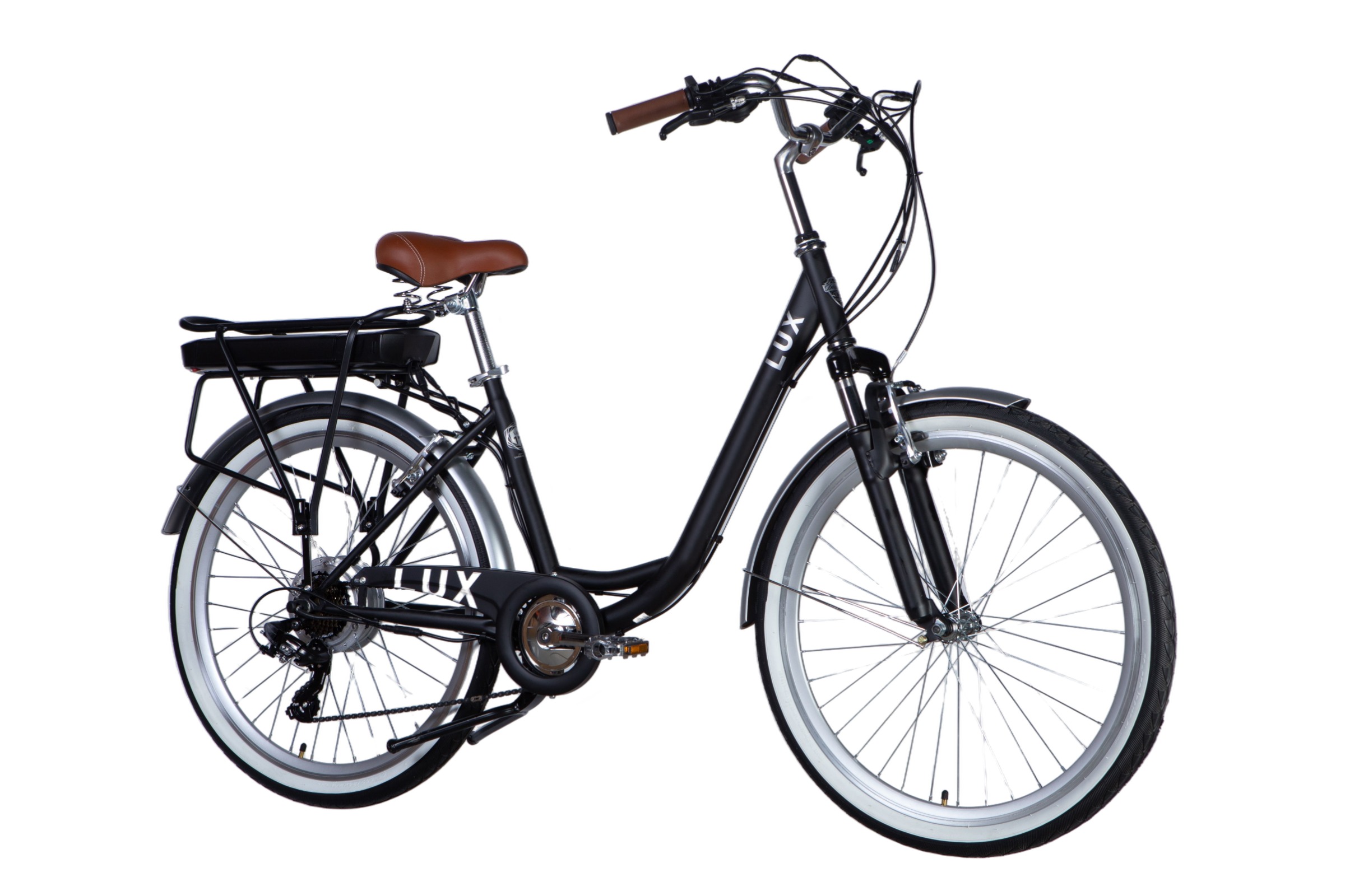 Bicicleta Electrica E-Lux 26", 155-170 cm, 50 km, 7 viteze, Negru - imagine 2