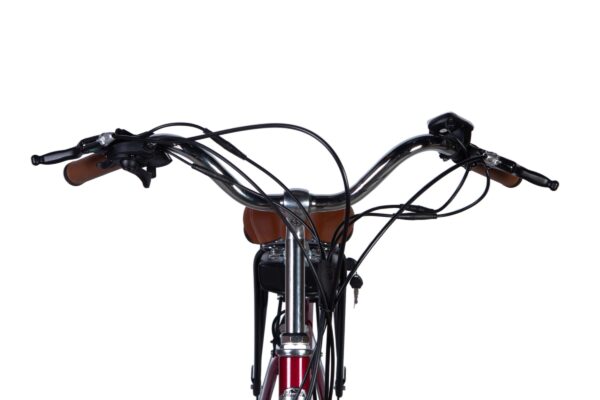 Ghidon bicicletă cu mânere maro, vedere frontală