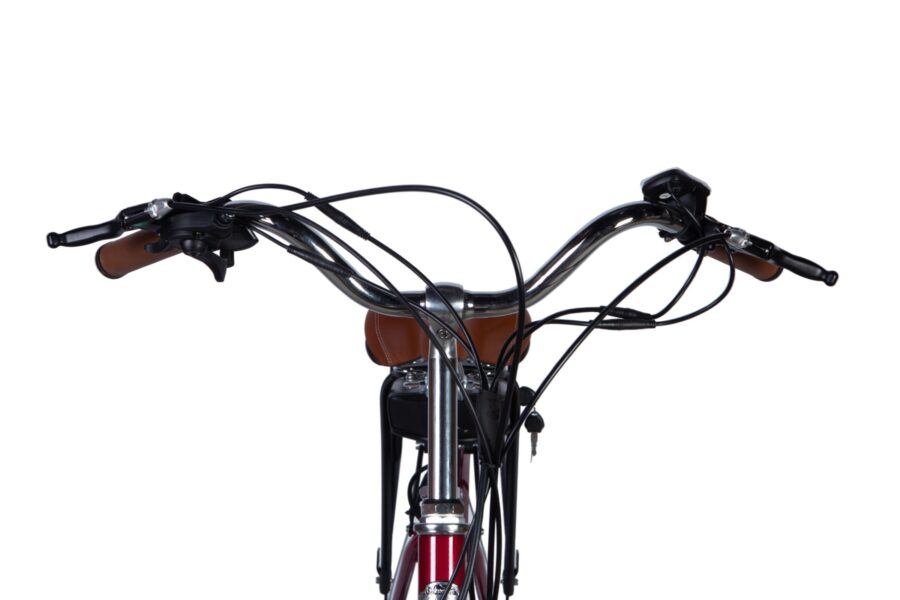 Vedere frontală a ghidonului unei biciclete