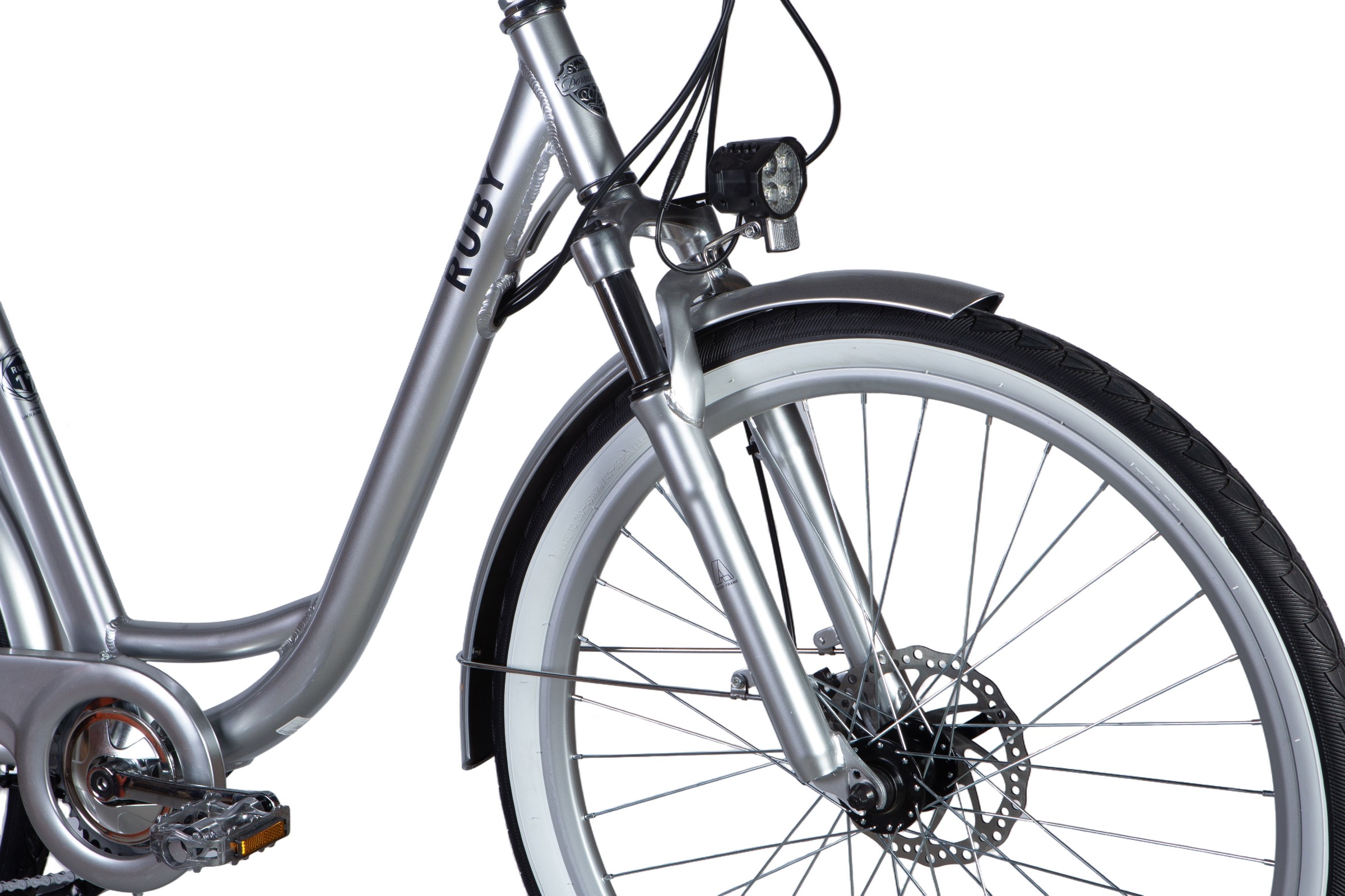 Bicicleta electrică Ruby, Aluminium, 26", 7 viteze, 150-175 cm, 250V, 50 km, Argint - imagine 6