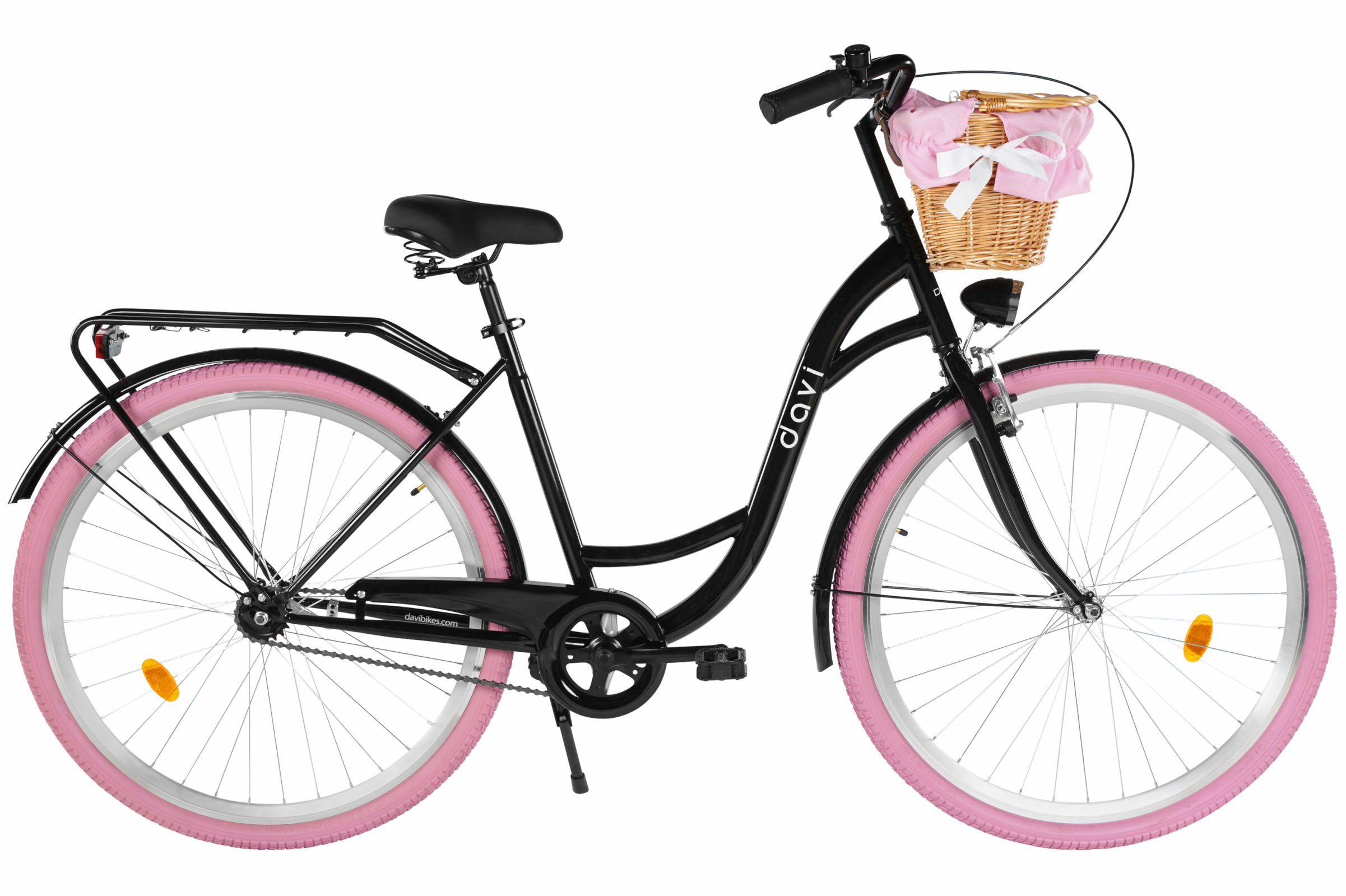 Bicicleta dama Davi Lila 1 viteza, 28", 160-185 cm, Negru/Roz