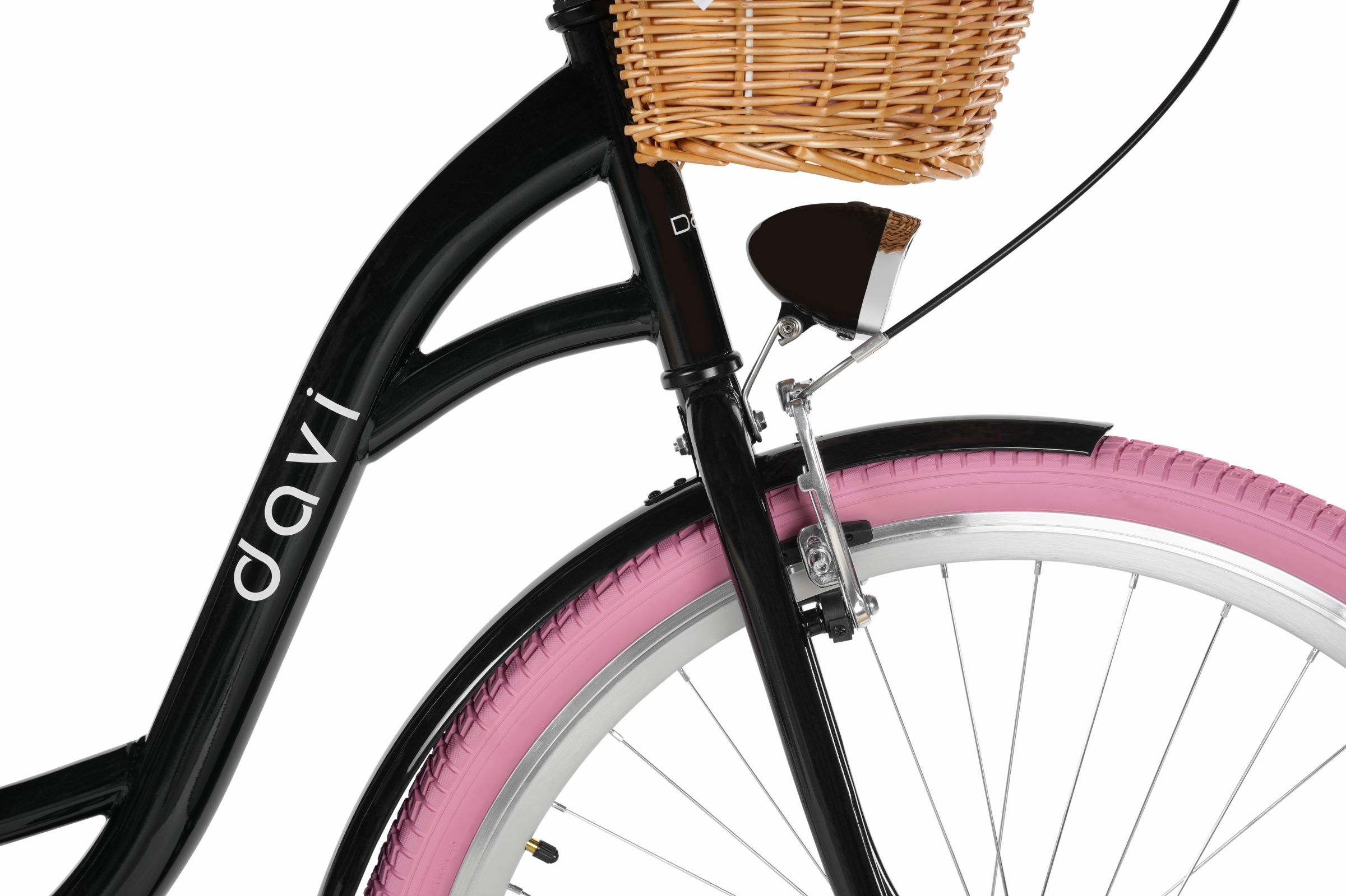 Bicicleta dama Davi Lila 1 viteza, 28", 160-185 cm, Negru/Roz - imagine 4