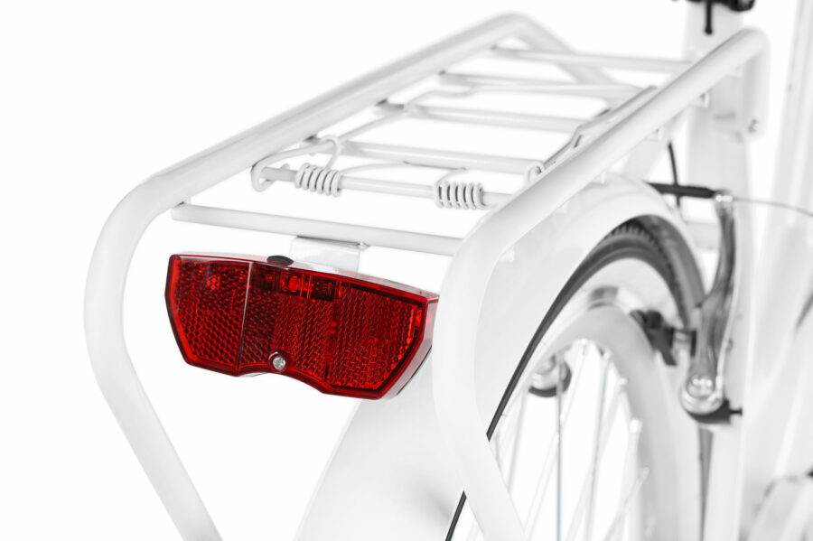 Detaliu de suport pentru bicicletă cu lumină roșie
