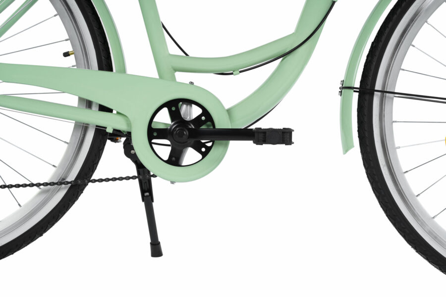 Detalii ale unei biciclete verzi mintoreasă