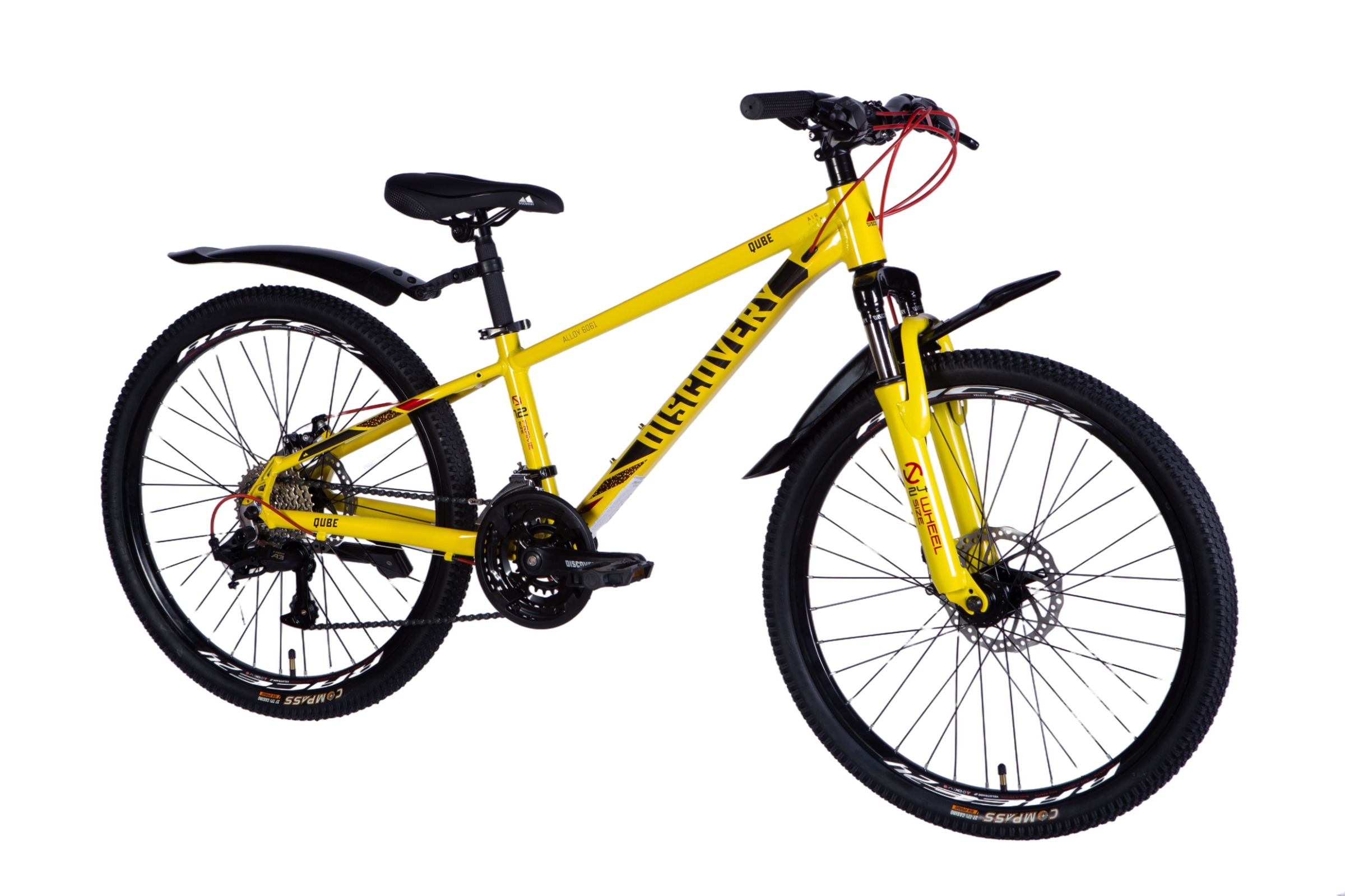 Bicicleta Qube Disc 24" Aluminiu, 120-150 cm, 21 viteze, galben - imagine 2