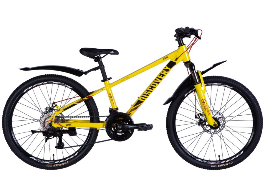 Bicicletă galbenă de montană cu roți mari