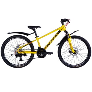 Bicicleta Qube Disc 24" Aluminiu, 120-150 cm, 21 viteze, galben