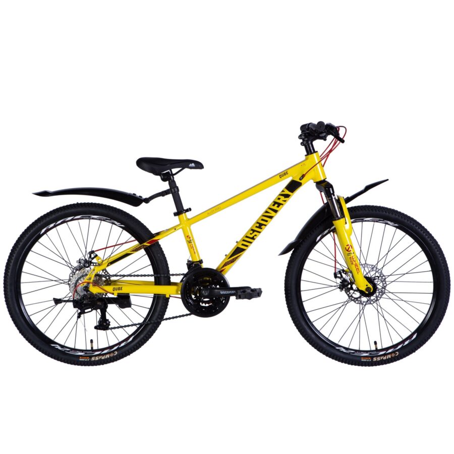 bicicleta qube disc 24" aluminiu, 120 150 cm, 21 viteze, galben