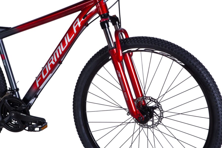 Bicicletă montană roșie cu roti solide