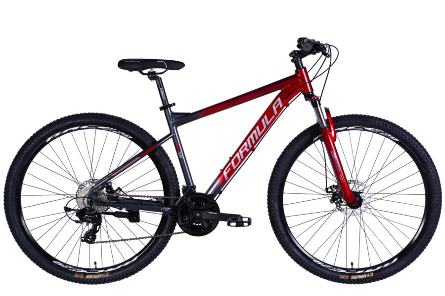 Bicicletă mountain bike roșie și neagră