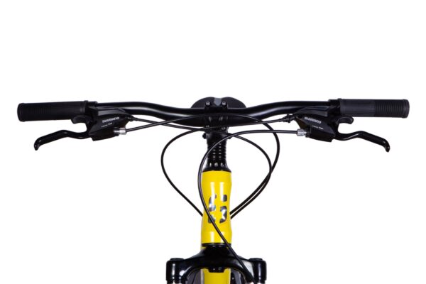 Ghidon bicicletă galbenă cu manete frână.