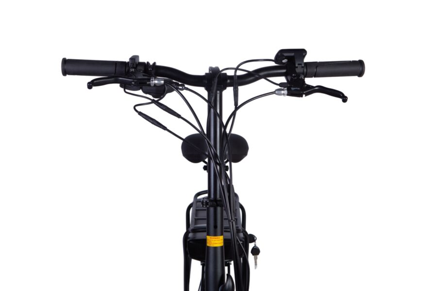 Mânerele unei biciclete electrice moderne.